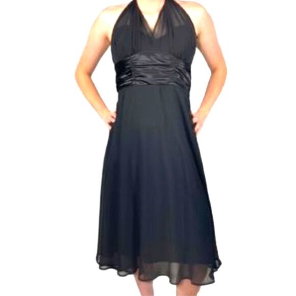 DRAWN JOY EVENING HALTER CHIFFON STRAPLESS WOMEN"S DRESS - Picture 1 of 15